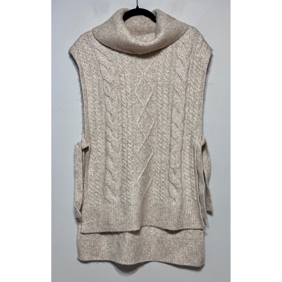 Soft Surroundings Cozy Cable Knit Turtleneck Poncho Vest Medium Classic Boho - Picture 1 of 6